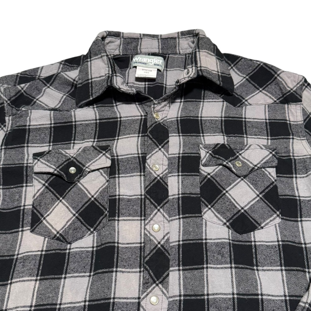 Wrangler Wrancher Plaid Flannel Pearl Snap Long Sleeve Shirt Men's Large - Picture 2 of 7